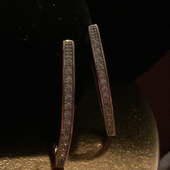 Swarovski Crystal Micro-Pave Curved Huggie Earring - Picture 2 of 5